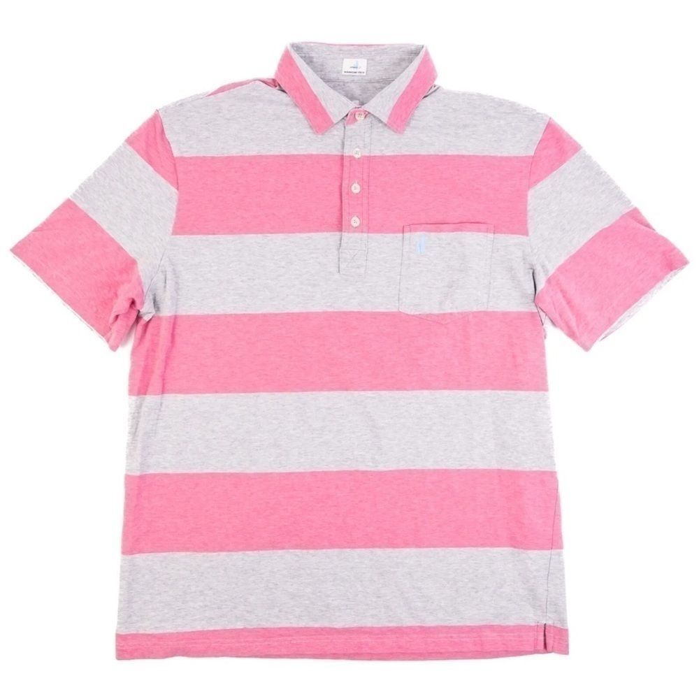 Johnnie O Hang Out Pink/Gray Parker Polo Short Sleeve Shirt. Size Large.